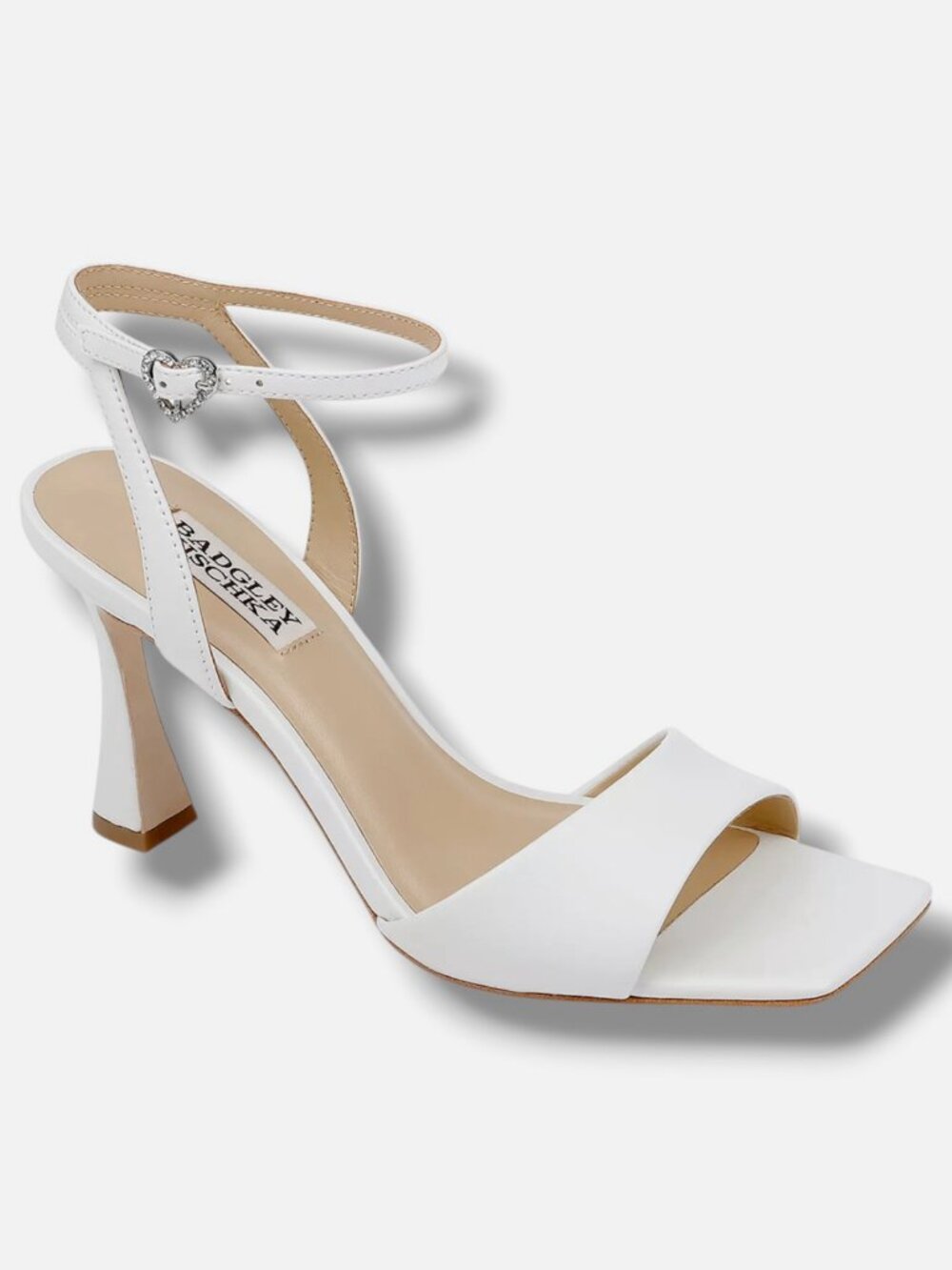 Badgley Mischka Women's White Cady Square-Toe High-Heel Sandals Shoes Size 7.5
